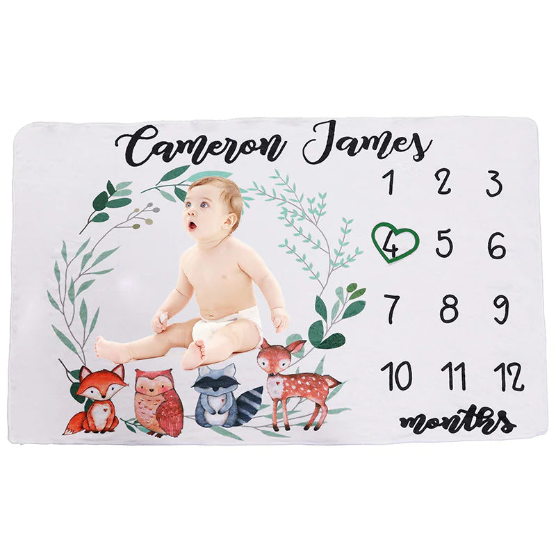 Double-Sided Flannel Baby Photo Blanket – Soft & Personalized Keepsake Blanket