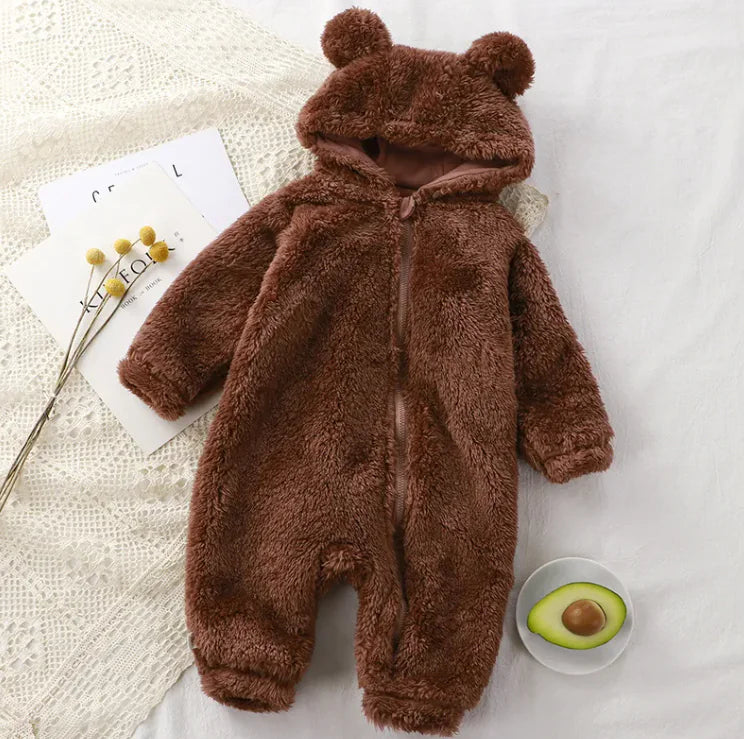 Newborn Warm Hooded Romper – Cozy Cotton Onesie for Babies