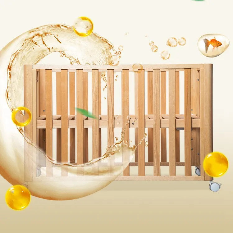 Beech Solid Wood Multi-Functional Movable Baby Crib
