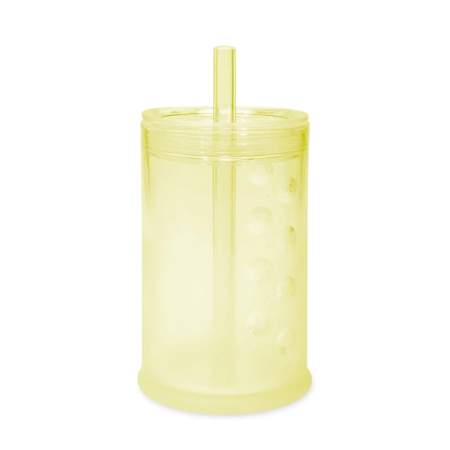 Olababy Clear View Silicone Training Cup with Straw Lid | Toddler Sippy Trainer 12mo+ | Unbreakable Water Drinking Cups for Kids 2yr+ | Baby Led Weaning & Feeding Supplies (Lemon 9 oz)
