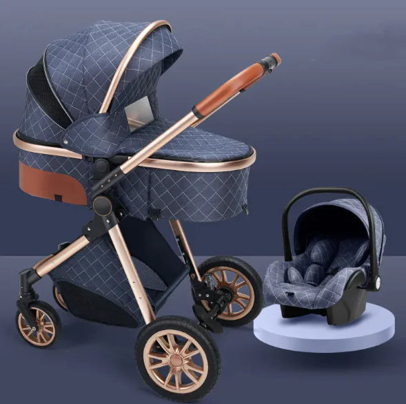 Sleek Elevated Baby Stroller Compact Fold