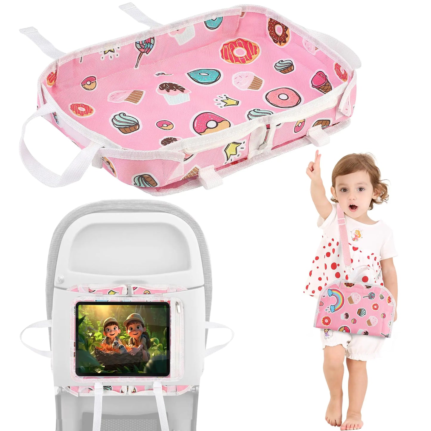 Toddler Travel Tray & Portable Bag - Pink