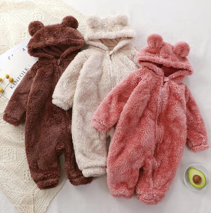 Newborn Warm Hooded Romper – Cozy Cotton Onesie for Babies