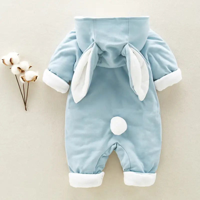 Winter Hooded Cotton Baby Romper – Thick Padded Newborn Onesie