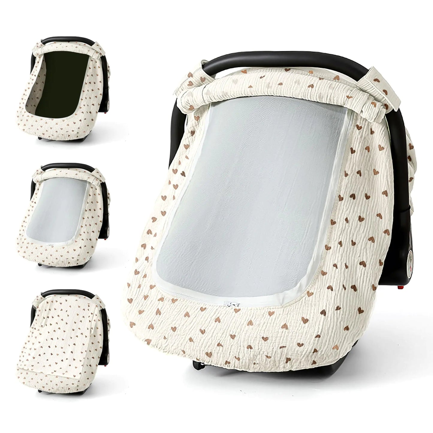 CozyPeek Cotton Car Seat Cover with Mesh Window