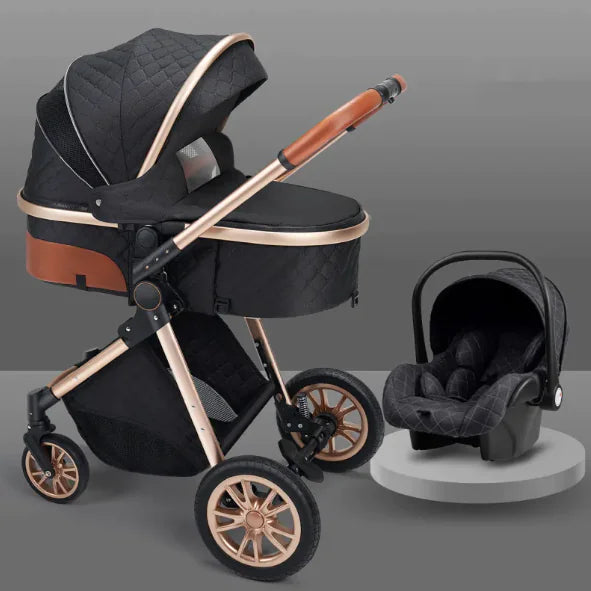 Sleek Elevated Baby Stroller Compact Fold