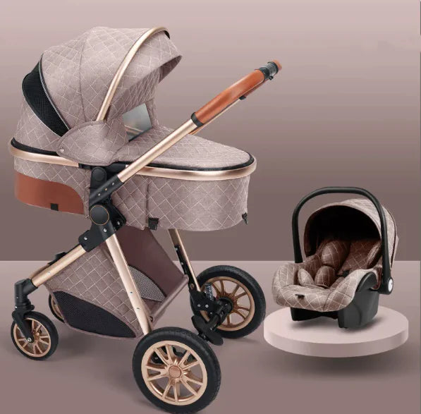 Sleek Elevated Baby Stroller Compact Fold