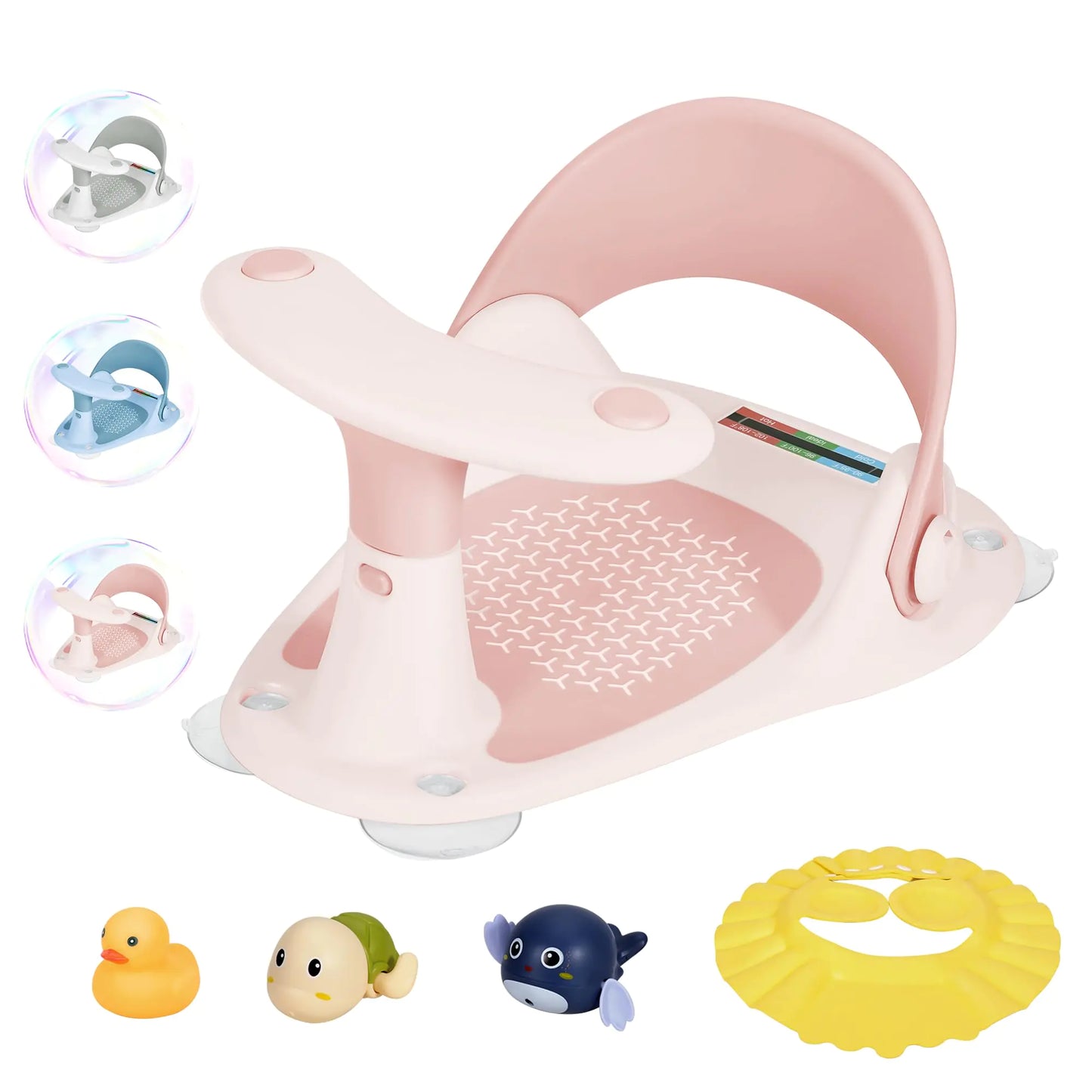Wddbb Baby Bath Seat with Toys & Thermometer – 6-24 Months, Pink