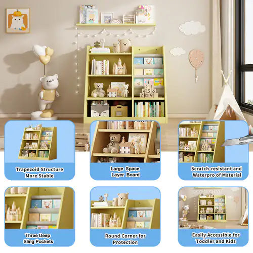 Bright Yellow Kids' Book and Toy Organizer