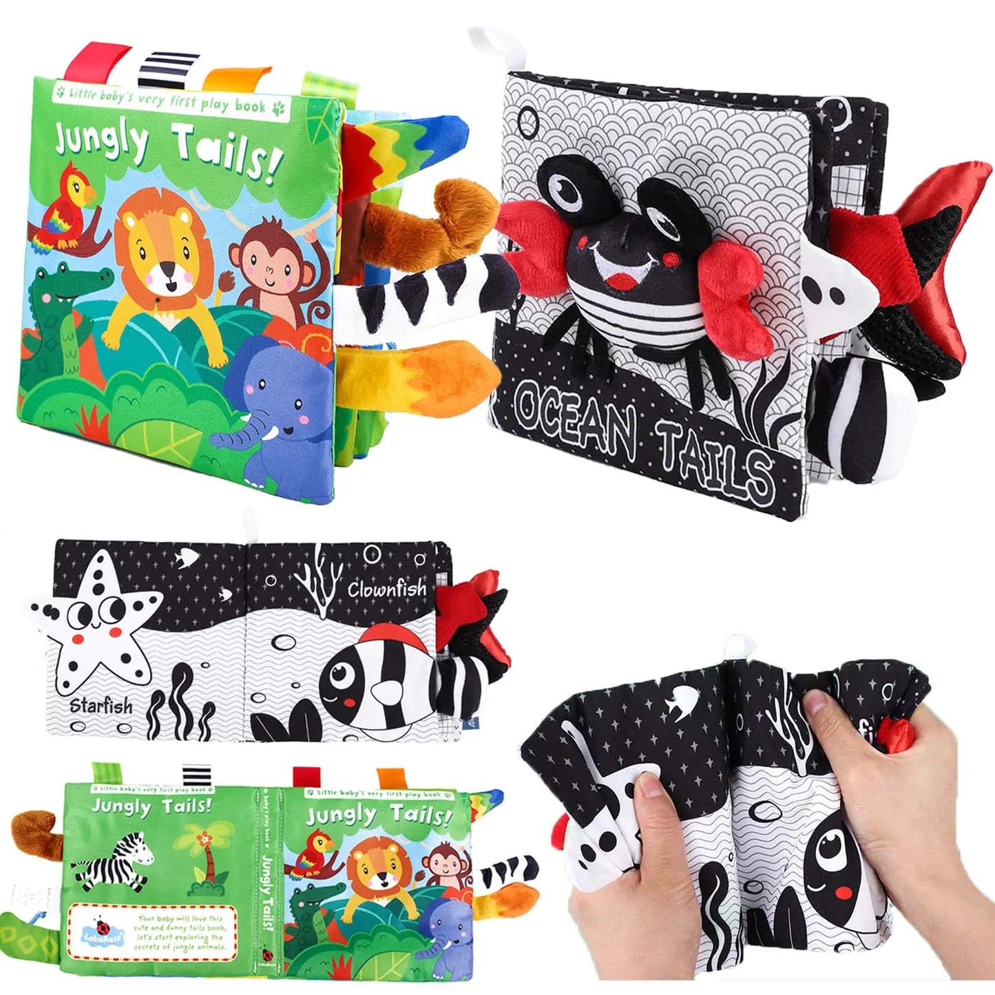 AOYOHOMOA Baby Crinkle Books – 2PCS High Contrast Sensory Toys for Newborns 0–6 Months