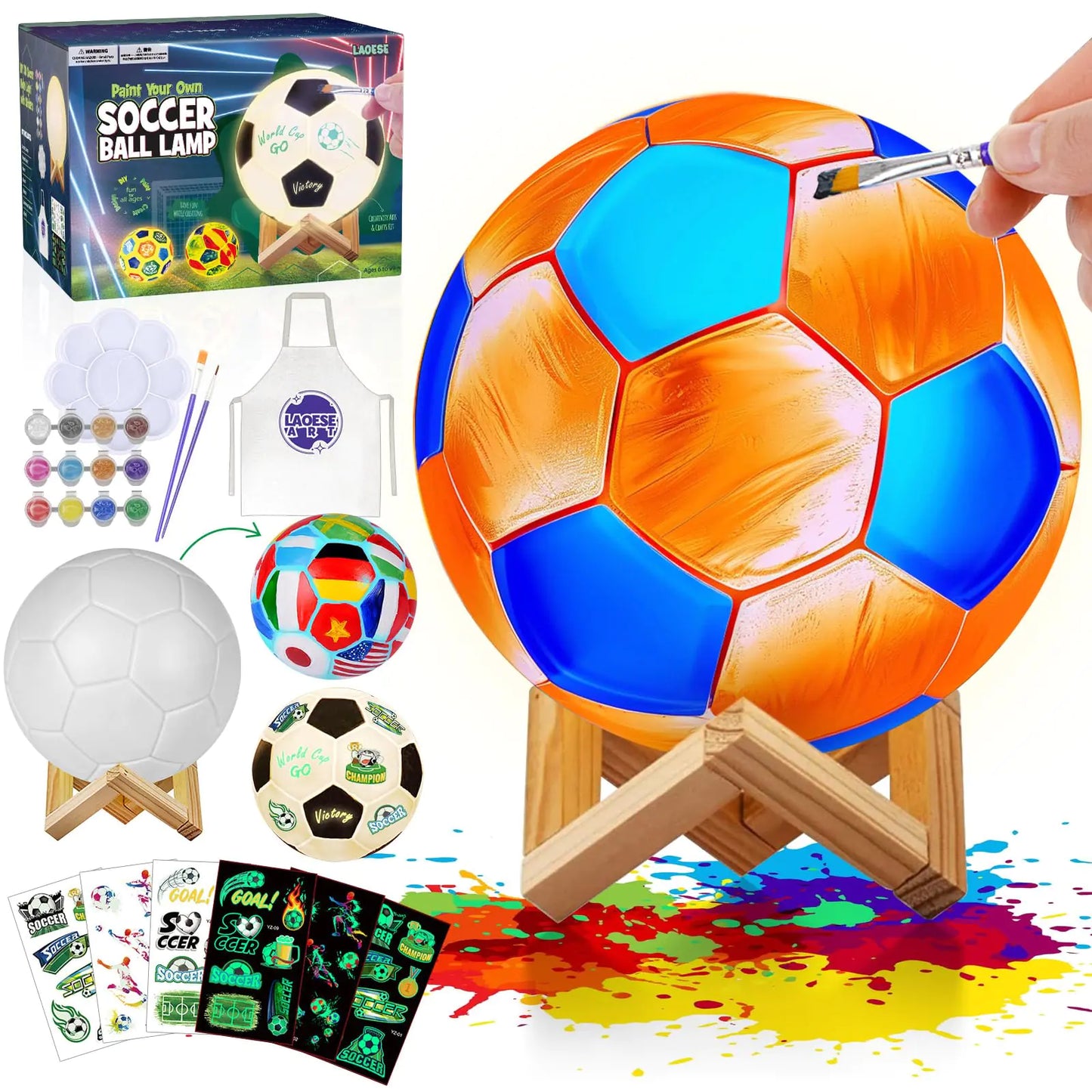 Soccer Ball DIY Lamp Kit with Paint & Stickers