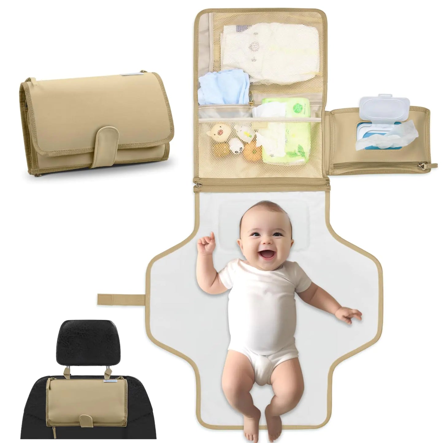 Compact Comfort Diaper Changing Mat - Sahara Tan