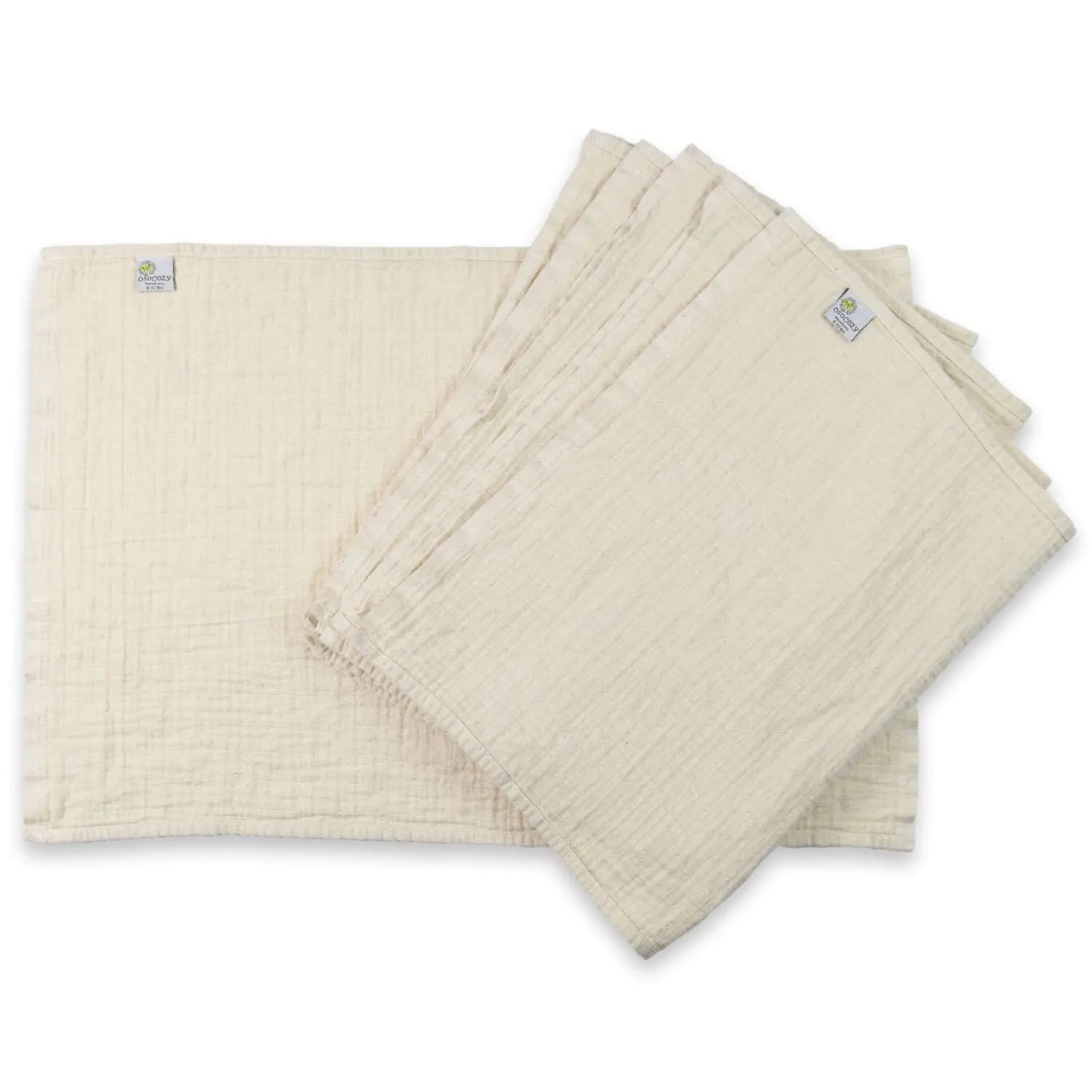 EcoSoft Organic Muslin Diapers - Double Layered Cotton, 6-Pack, Newborn 6-12 lbs