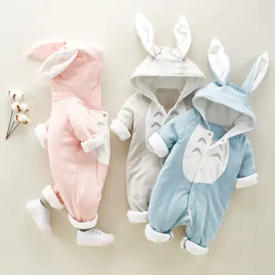 Winter Hooded Cotton Baby Romper – Thick Padded Newborn Onesie
