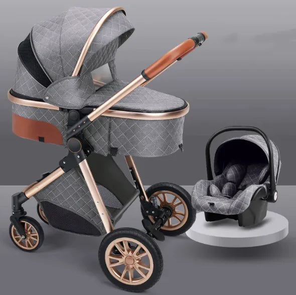 Sleek Elevated Baby Stroller Compact Fold