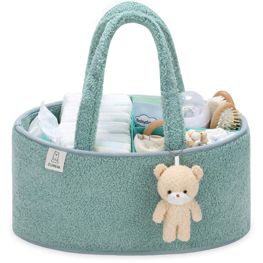 CLYMENE Sage Nursery Caddy - Diaper and Toy Storage Organizer