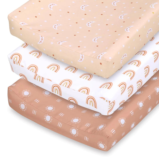 Peanutshell Baby Changing Pad Covers – 3-Pack, Ultra Soft, Boho Rainbow
