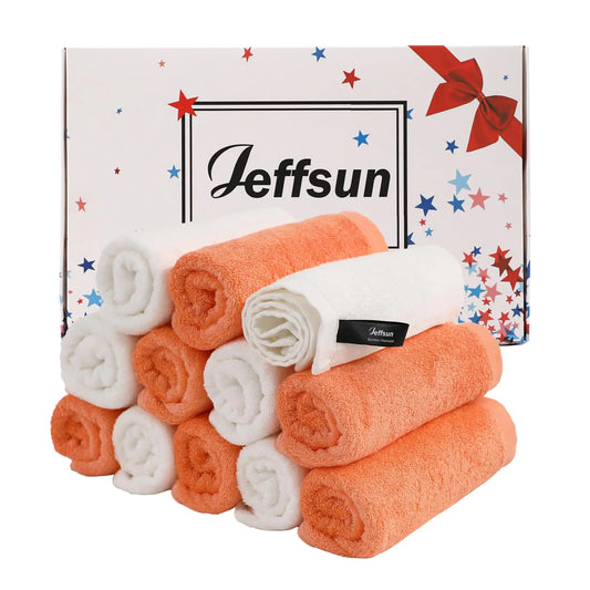 12-Pack Baby Washcloths 10x10in – Super Soft, Gentle, Orange