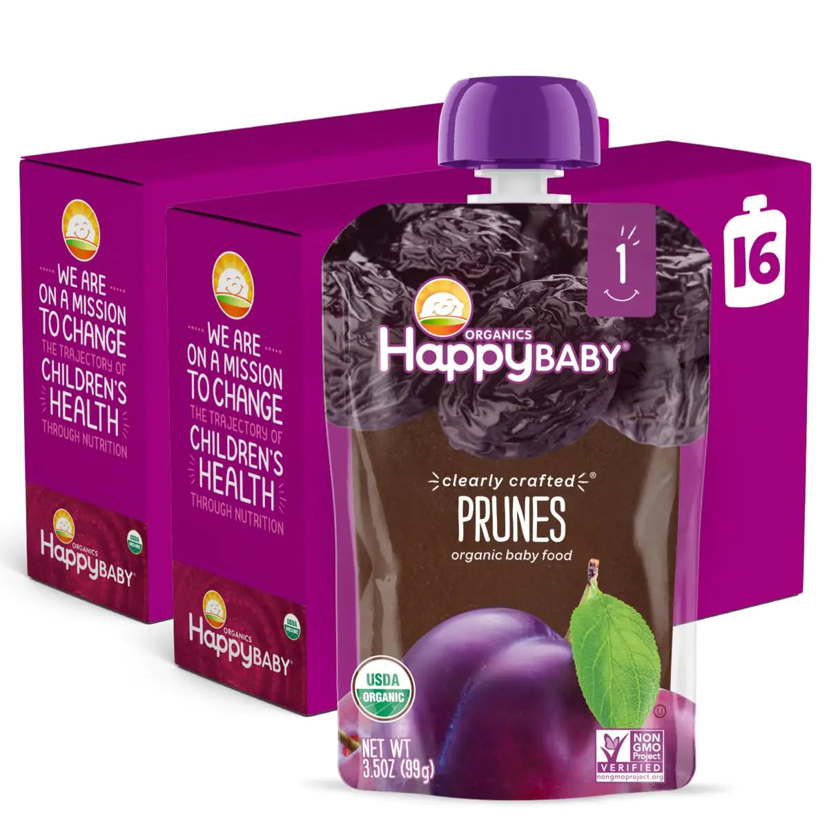 Happy Tot Organic First Foods Purée - Prunes 56oz 16pk
