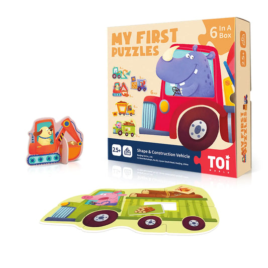 Toi 6-Pack Large Piece Toddler Jigsaw Puzzles – Animal & Vehicle Floor Puzzles for Kids Ages 2.5+