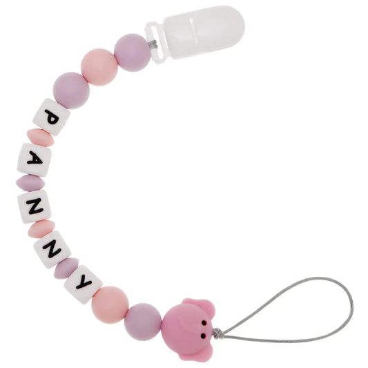 Custom Name Pacifier Clip with Elephant Charm
