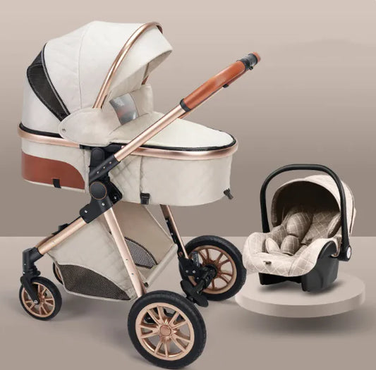 Sleek Elevated Baby Stroller Compact Fold