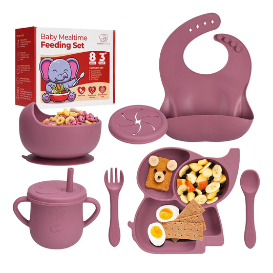 Essential Silicone Baby Feeding Kit | BPA-Free Utensils & Self-Feeding Tools