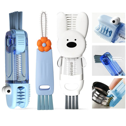 4 in 1 Cup Lid Cleaning Brush 3 in 1 Bottle Brush Cup Crevice Cleaning Tools Easy to Clean and Storage ABS+Silicone Cup Lid Gap Cleaner Portable Multifunctional Bottle Cleaning Brush (3Pcs)