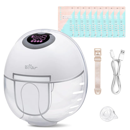BEAR Hands-Free Wearable Electric Breast Pump with LCD Display – 4 Modes, 9 Levels