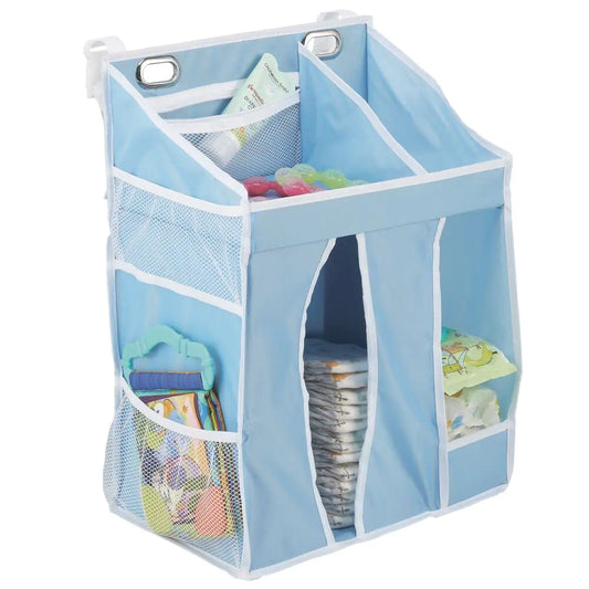 mDesign Hanging Nursery Organizer – Diaper Caddy for Baby Essentials, Blue