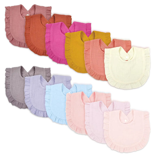 DOSMINE Baby Drooling Bibs – Cotton Muslin Feeding Bibs for Newborns & Infants