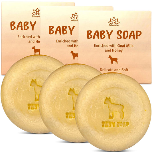 Goat Milk & Honey Baby Soap Bars - Organic Handmade USA - Pack of 3