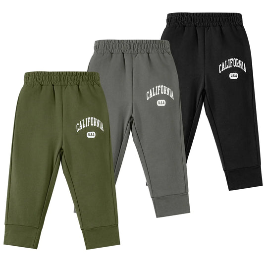 U·nikaka 3-Pack Baby Boy Pants – Toddler Sweatpants & Casual Joggers, Cotton Flexy