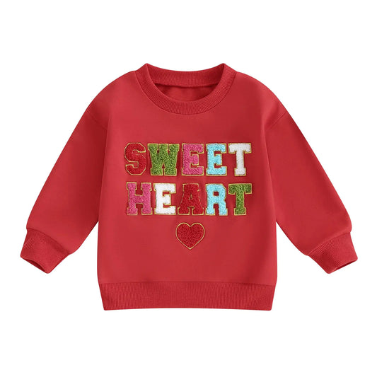 HeartPrint Toddler Love Sweatshirt (Red, 3-4 Years)