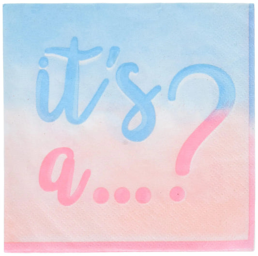 Gender Reveal Party Napkins - Durable Blue & Pink 5"x5" Set of 16