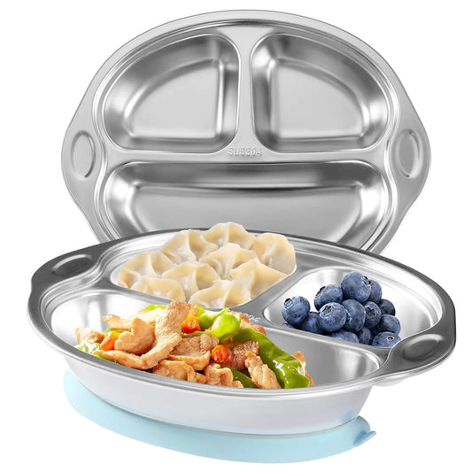 Secure Stainless Baby Meal Plates