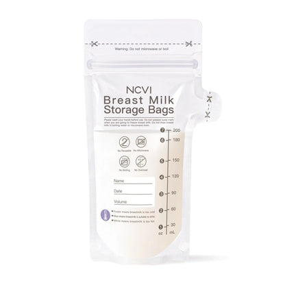 NCVI Breastmilk Storage Bags 120 Count Milk Storage Bags for Breastfeeding 7oz Breast Milk Storage Bags with Temp-Sensing Doubled-Sealed Hygienically Self Standing Easy Pour Spout BPA Free
