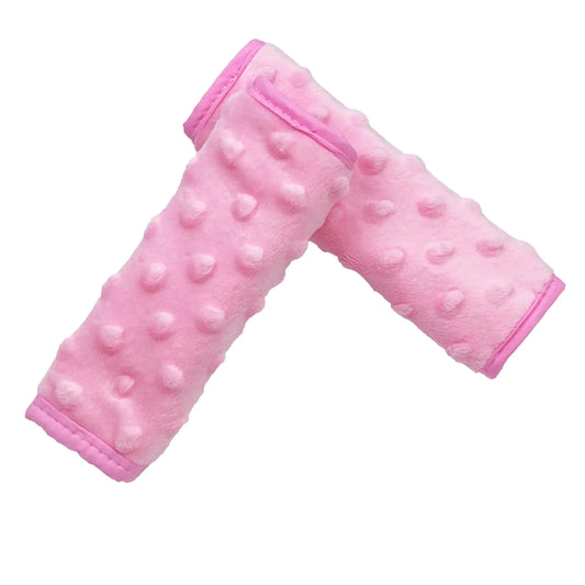 Pink Plush Baby Car Seat Strap Covers - 2-Pack