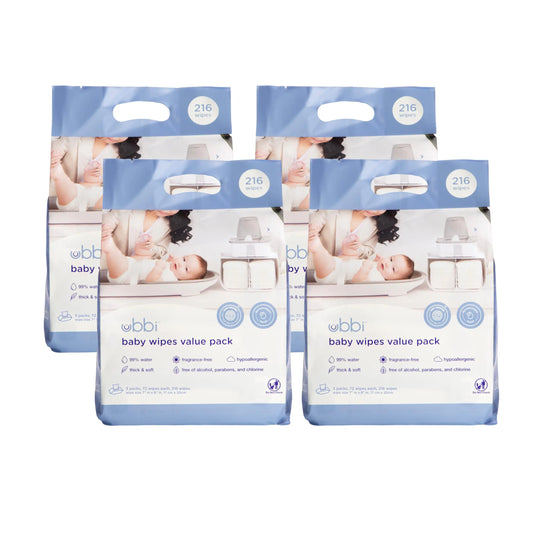 Ubbi Pure Water Baby Wipes 99% Water, Plant-Based, 12 Pack