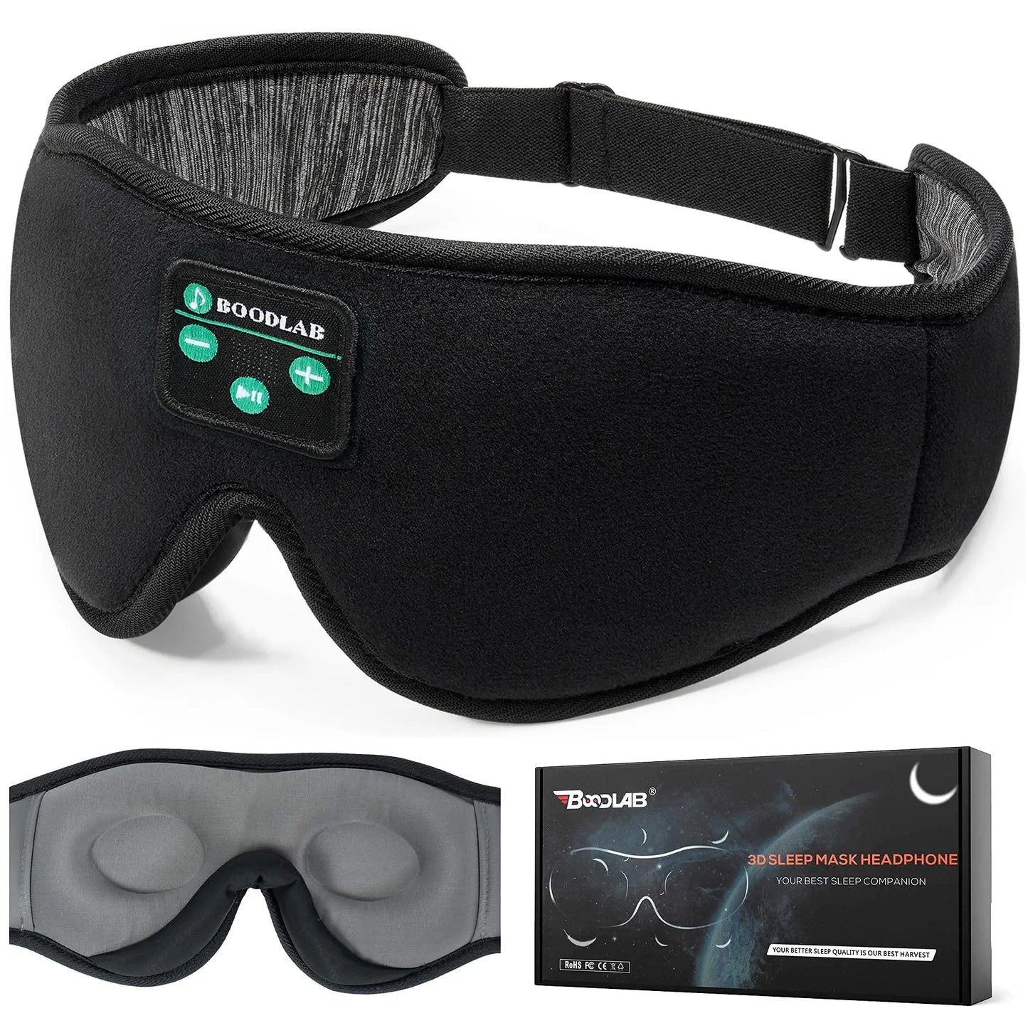 Boodlab Bluetooth Sleep Mask with Hi-Fi Speakers
