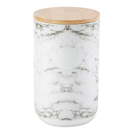 Marble Pet Treat Canister with Bamboo Lid