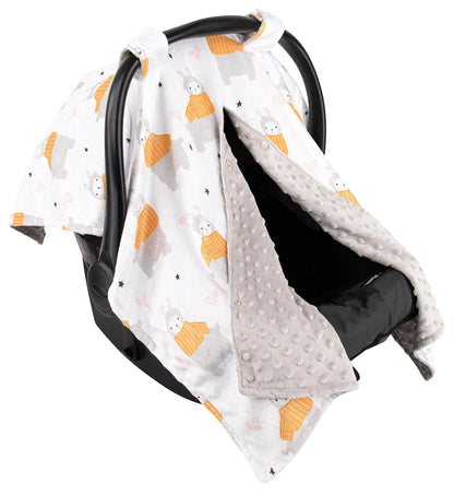 SoftLuxe Minky Baby Car Seat Canopy - Grey Llama
