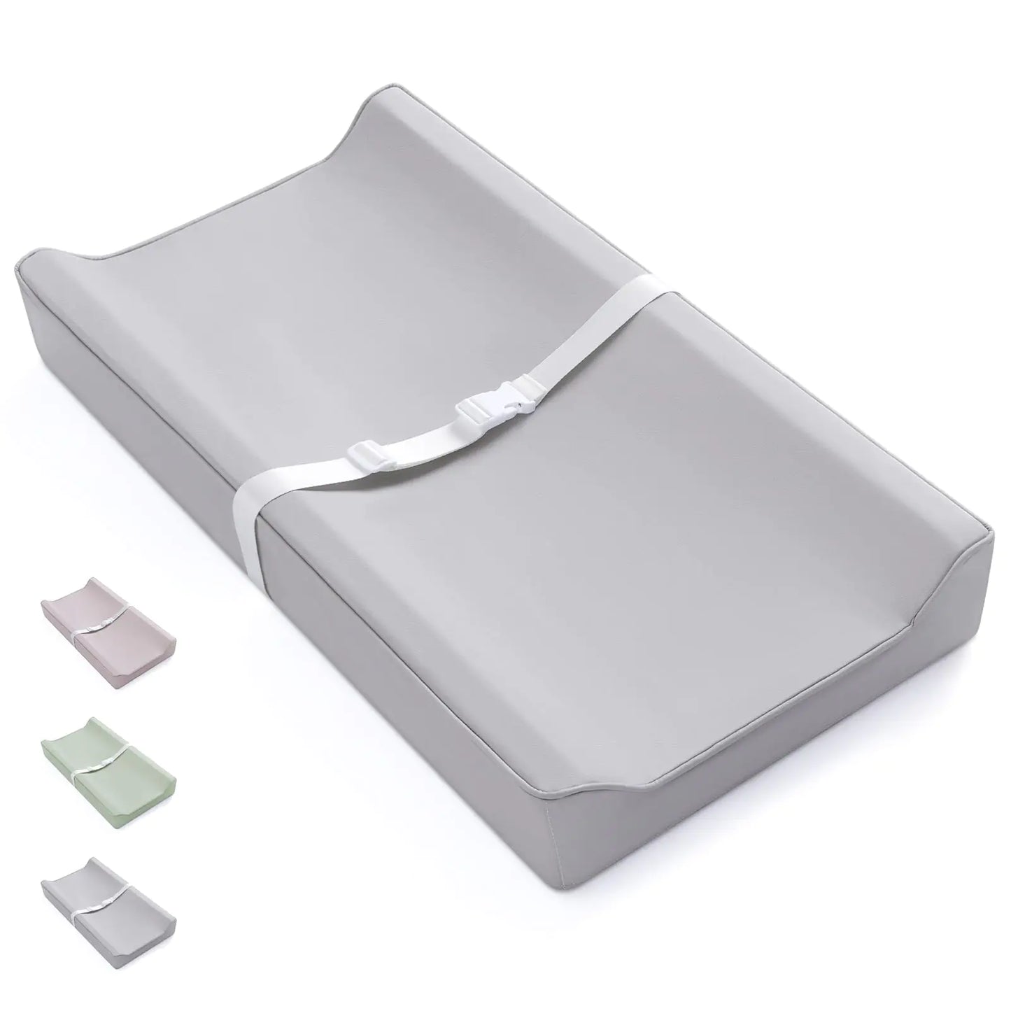 Blissful Diary Vegan Leather Baby Changing Pad – Waterproof, Standard Size, Light Gray
