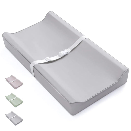 Blissful Diary Vegan Leather Baby Changing Pad – Waterproof, Standard Size, Light Gray