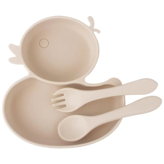 Kids EasyFeed Silicone Suction Plate with Utensils