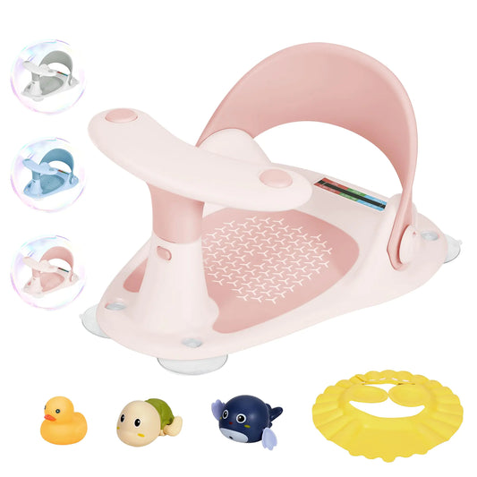 Wddbb Baby Bath Seat with Toys & Thermometer – 6-24 Months, Pink