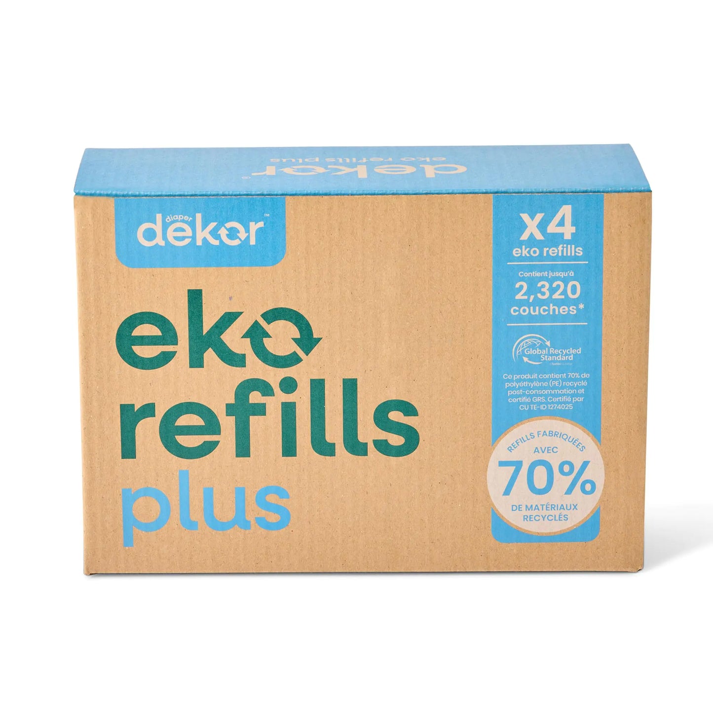EcoPlus Diaper Pail Refills 4-Pack | 70% Recycled Material | Unscented