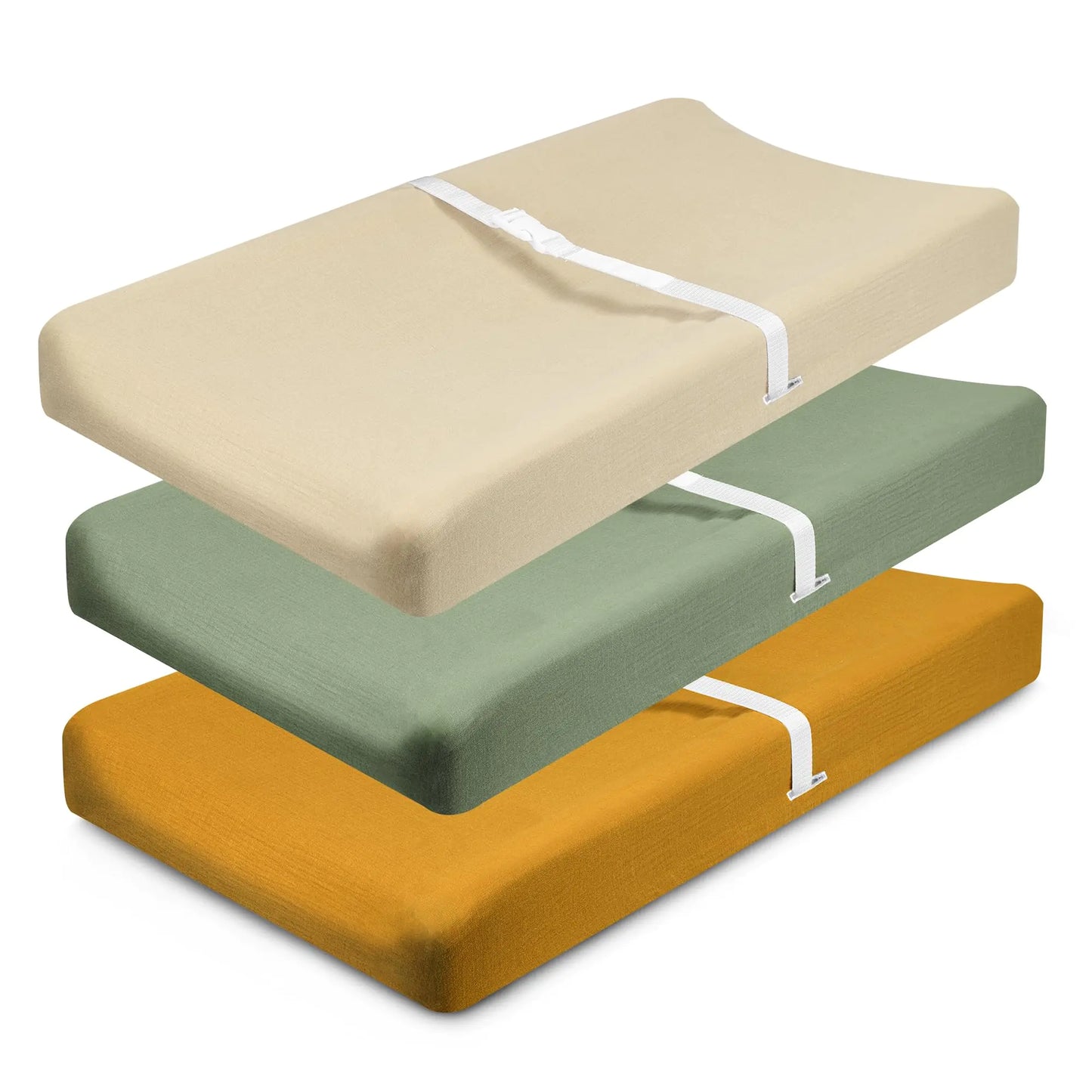 MomK!ds Muslin Changing Pad Covers 3-Pack with Strap Holes