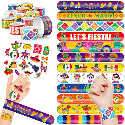 Fiesta Frenzy 24 Mexican Temporary Tattoos and Slap Bracelets