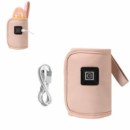 Portable Baby Milk Warmer USB - Gentle Heat for On-the-Go Feeding (Pink)
